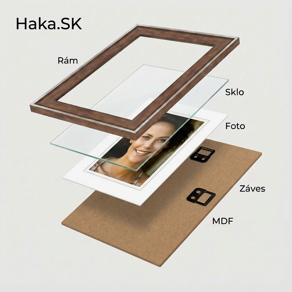 Rám na obraz drevený Como 40x60 cm tmavý orech so strieborným lemom