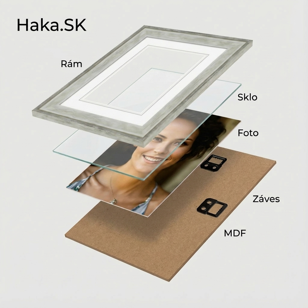 Rám na obraz drevený Como 40x50 cm - perleťová sivá s metalickým lemom