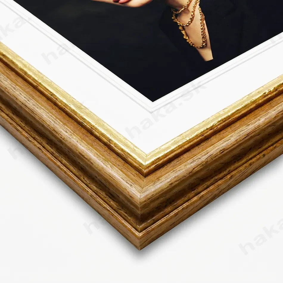 Drevený rám na obraz A1 60x84 cm Lyon zlatohnedý plexisklo