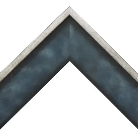 Rám na obraz drevený Como 40x60 cm - Bridlicovo modrá so striebornou fazetou