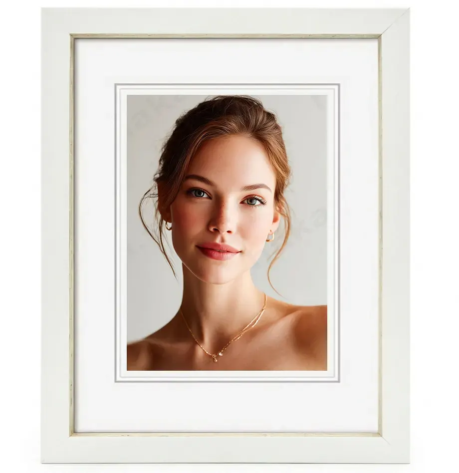 Rám na obraz drevený A4 21x29,7 cm ASPEN biely so striebornou fazetou
