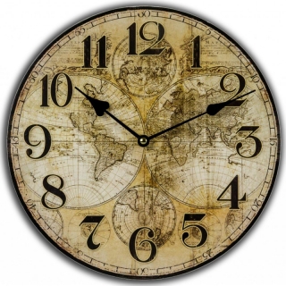 Drevené hodiny mapa sveta nástenné