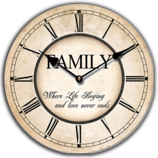 Drevené nástenné hodiny Family